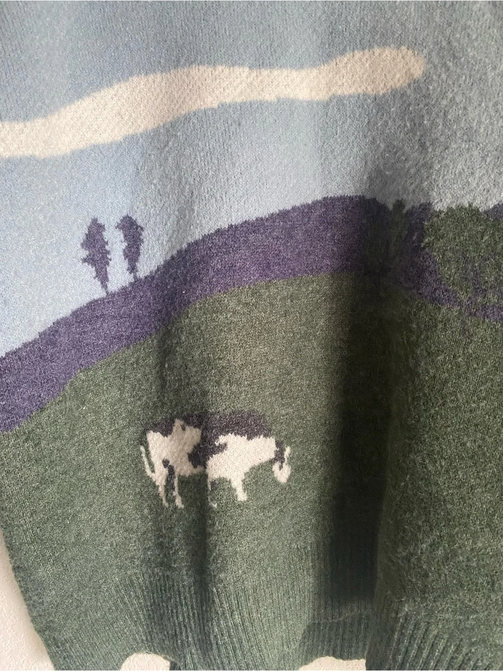 Scenic Prairie Cow Pattern Knit Sweater Size Large - Picture 3 of 6